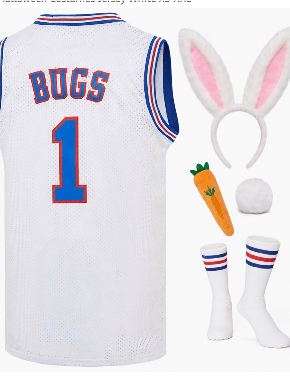 Bugs Bunny-Inspired Basketball Costume Set – Men’s Size Small